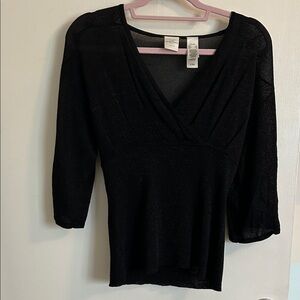 Emma James Black Drape Petite Blouse